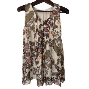 HTrend Italy Silk Blend Paisley Floral Tank Top Blouse‎ Sleeveless Size L